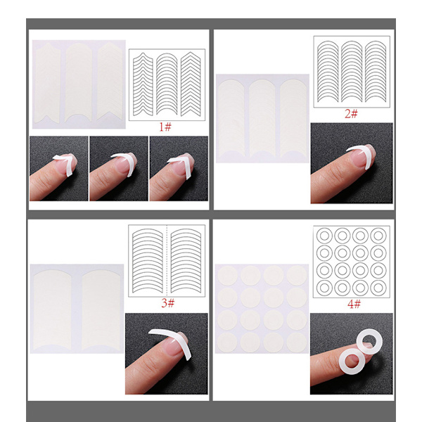 24 Designs Franske Negle Stencil Stickers, 24 Ark