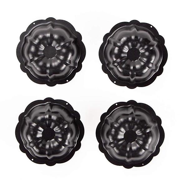 Mini kakeform med riflet kant 10 cm 4 tommers form rund bakekakeform Non-stick kakekopper - 4 pakning