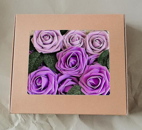 Kunstige blomster, 25 stk. kunstige roser med gradientfarge Purple