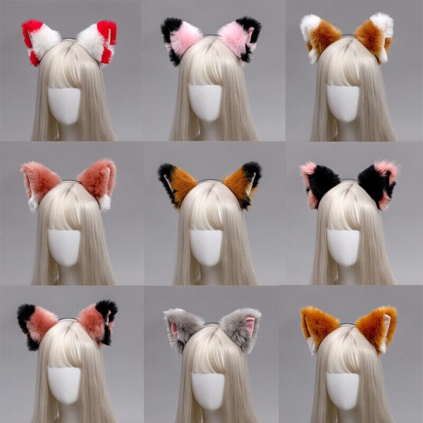 Furry Animal Cat Ears Headband Cat Headdress Halloween Cosplay Party Soft, Color 15