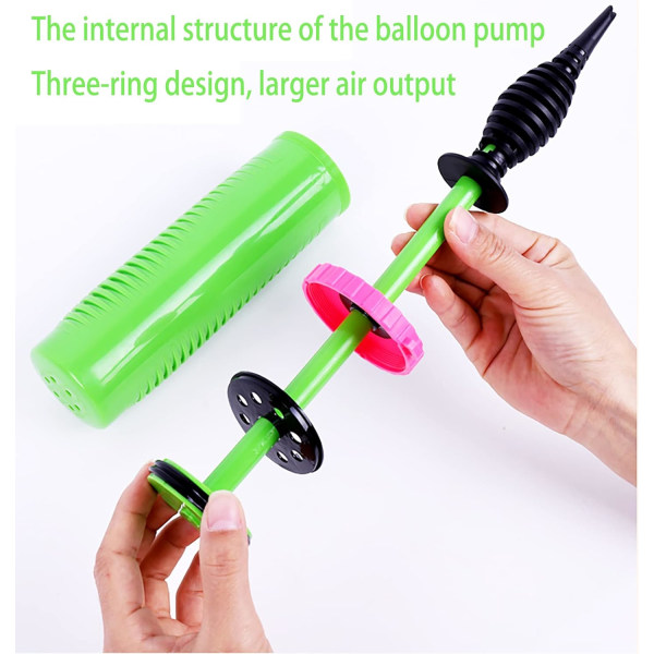 Ballongpump (grön), födelsedagsballonguppblåsare manuellt slag dubbeleffekt, ballongpump Applicera på ballonguppblåsning för ballongfester, födelsedagar, Ne