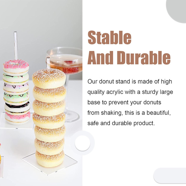4 st fyrkantiga baser i akryl Donuts Stativ Dekorativa Donut Bagels Display Rack Hållare För Födelsedag Bröllop Bankett(15 tum*2 10 tum*2)