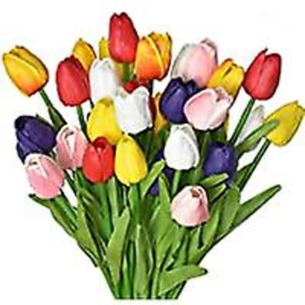10 stk tulipaner kunstig blomsteroppsats for hjemmekontor fest bryllupsdekorasjon gave til morsdag hvit White