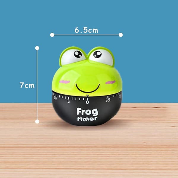 Tecknad matlagningstimer med alarmklocka, tidspåminnelse, mekanisk timer, räknare för matlagningstid Frog