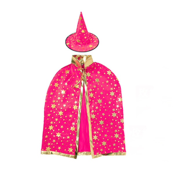 Halloween costume witch, wizard cape with hat, wizard cape and hat, for kids, for boys and girls party cosplay. (red rose costume)