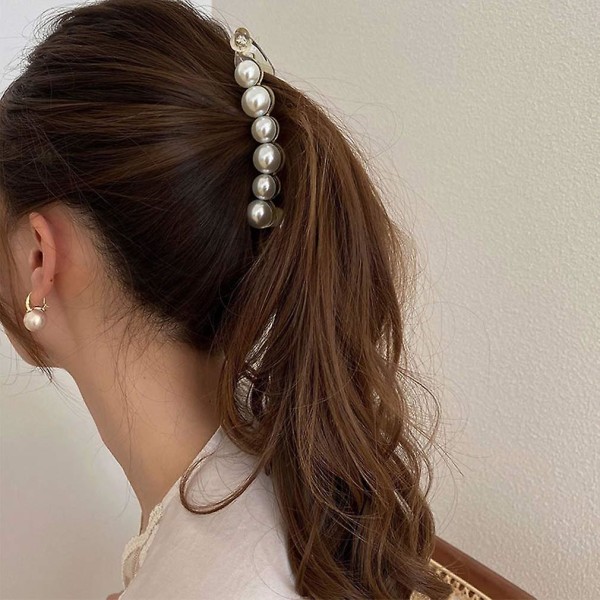 6 st pärlhårklämmor Bananklämmor Hårklämma Bananhårklämmor Tjockt fint hårklämma Franska spännen Rhinestones Käkclips för kvinnor och flickor