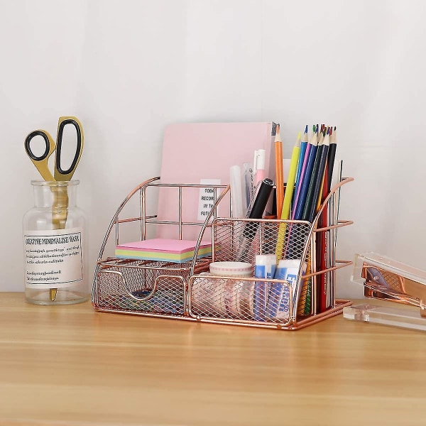 Desk Storage Box With Letter Tray Pen Holder