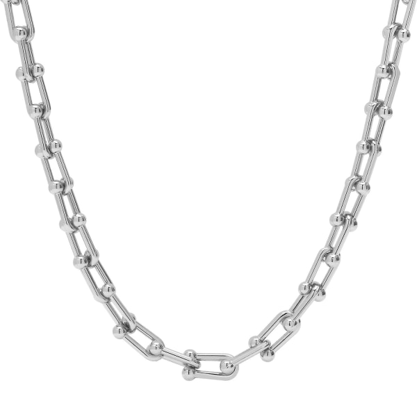 U-formad länkkedja chokerhalsband Titanium Bold Chunky halsband för kvinnor Silver