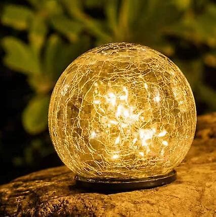 Solcellelamper, udendørs LED-revnebold 2 stk. til have, terrasse
