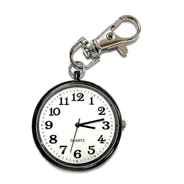 Quartz Lommeur Keychain Ure Runde Skive Bærbar Simpel Vedhæng Til Kvinder Mænd