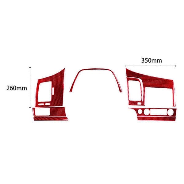 7 stk. for 8. 2006-2011 Rød Karbonfiber Dashbord Kit Deksel Trim