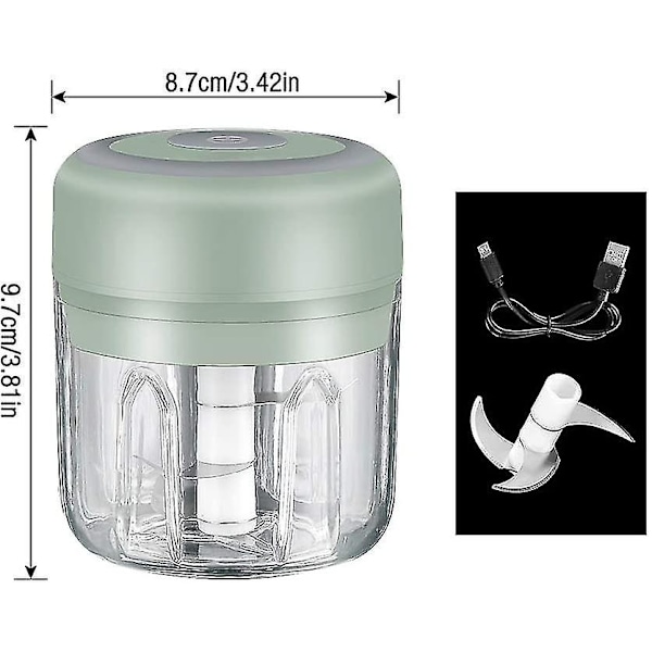Elektrisk lökskärare, 250 ml elektrisk vitlökspress, minielektrisk hackare