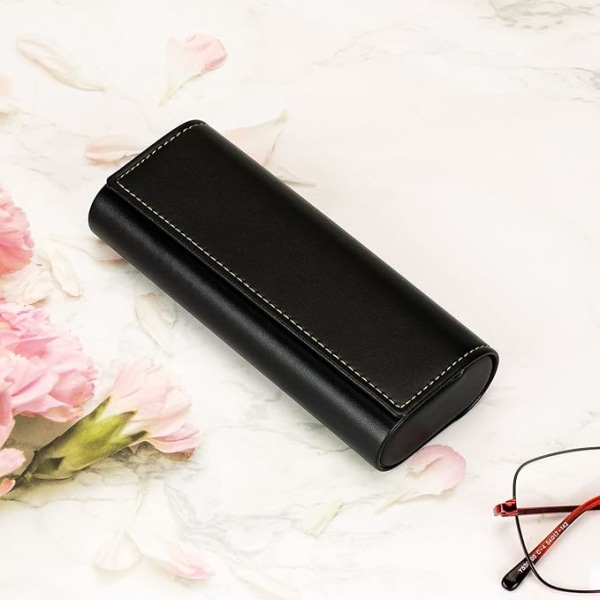 Hard shell glasses case, lightweight carrying case for women, men, black