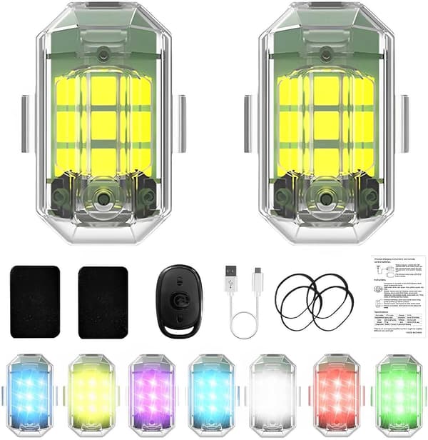 2PCS-Trådløse LED-strobelys - Usb-lading - Strobebil Drone Sykler Fest - Antikollisjon