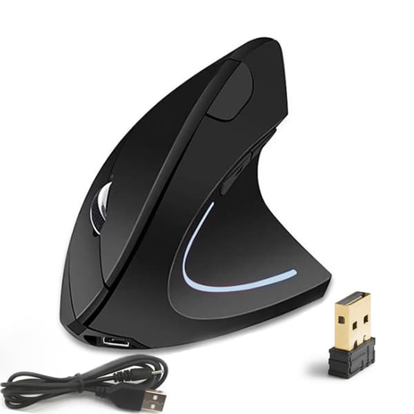 Trådløs mus, ergonomisk vertikal mus, LED, forebyggelse af musesyndrom og epicondylitis, til højrehåndede, pc, computer, bærbar computer, Mac
