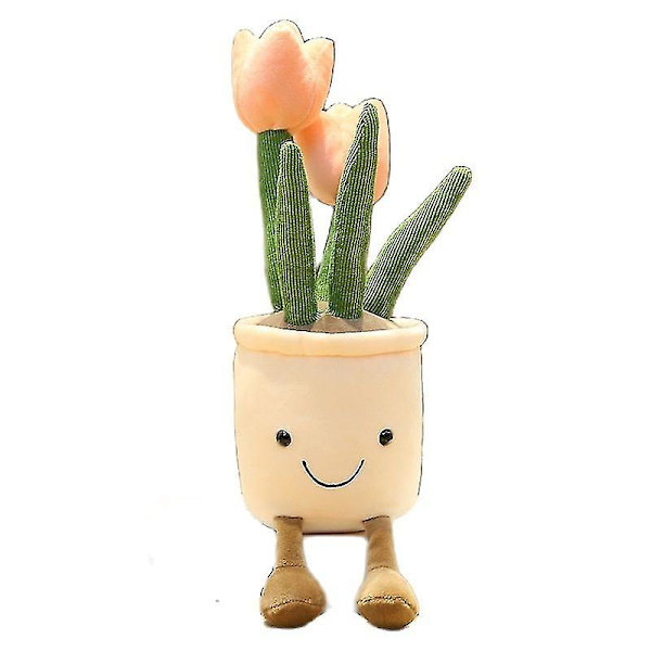 Livagtige tulipan plys plys ornamenter potteblomster pude gave boligindretning Pink