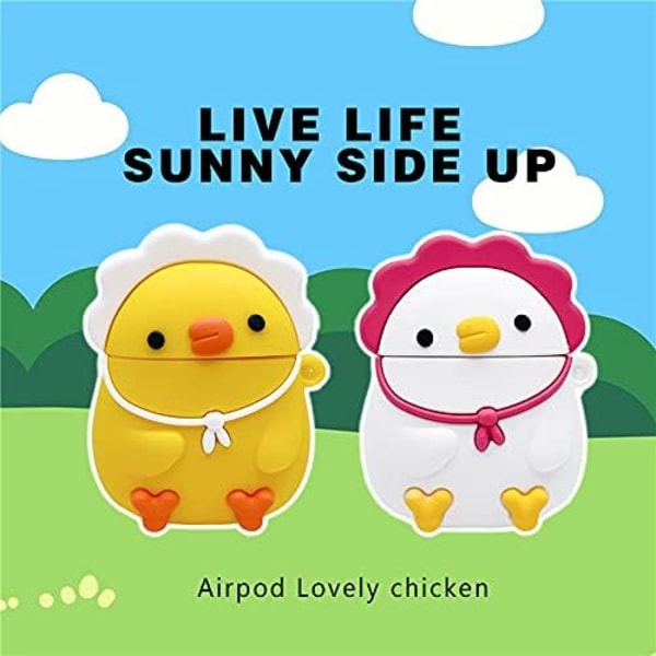 Tecknad mjukt case kompatibelt med AirPods 2 och 1 - Söt rolig stötsäker cover Cute Chick，Yellow
