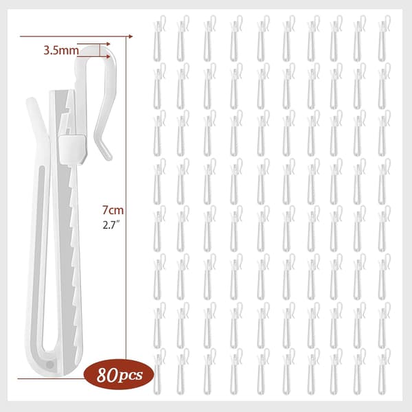 Muoviset verhokoukut, laskosverhokoukut, verhokoukut laskosverhoille 80pcs