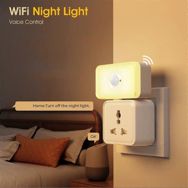 Tuya WiFi Människorörelsedetektering PIR-sensor Varmvitt Ljussensor Nattlampa Smart Hem Röstfjärrkontroll