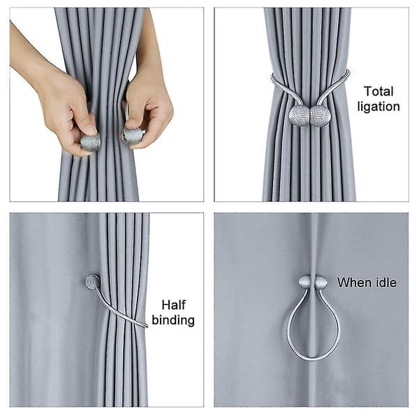 Magnetiske gardinholdere klips gardin spenner holdere Grey