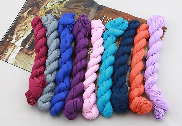 Dames Halstørklæde Lang Bomuld Voile Sjal Hals Wrap Tørklæder Til Efterår, Vinter Purple