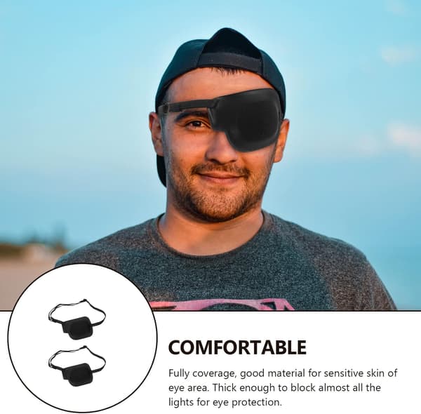 2 stk. Justerbar Lazy Eye Patch til venstre øje og amblyopi og strabismus til børn og voksne (sort)
