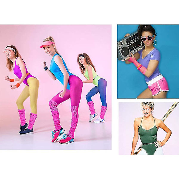Lange benvarmere, V28 Dame Herre 80'er fest Ribstrikkede danse sports C09