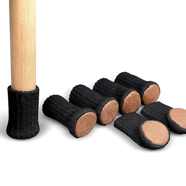 24 st stolsbensstrumpor med hög elasticitet golvskydd halkfria stolsbensstrumpor möbelskydd set, passar diameter Black