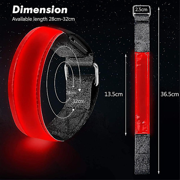 2 stk. løbelys til løbere genopladelig LED-armbind reflekterende Red