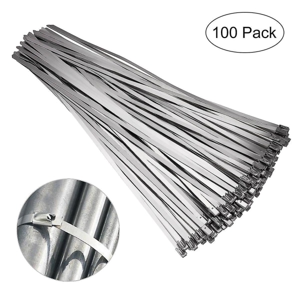 Bestomz 100 stk. 4,6 mm*300 mm rustfrie kabelstrips i rustfrit stål til udstødningsomvikling