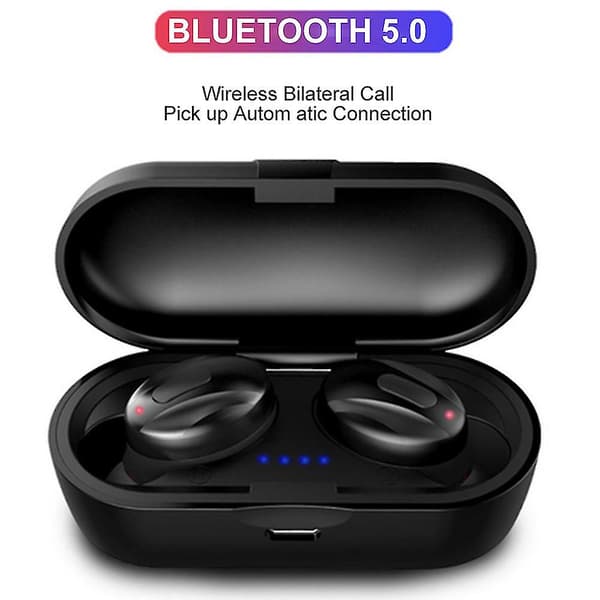 Bluetooth 5.0-hodetelefoner, True Wireless-øretelefoner med mikrofon i øret