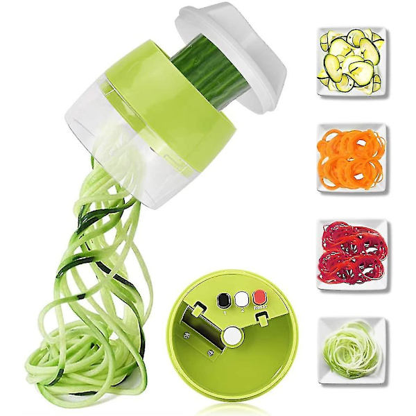 Håndholdt spiralizer grønnsaksskjærer 4 i 1 justerbar spiralrivjern kutter salatverktøy