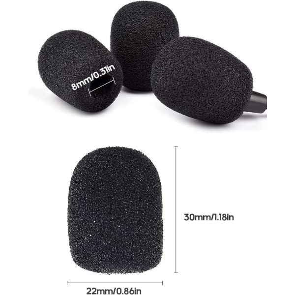 20 stk. Skum Mikrofon Headset Bonnet Mikrofon Vindskærm Mic til Klasseværelse, Konferenceværelse, Nyhedsindspilninger, Udendørsaktiviteter, Sort