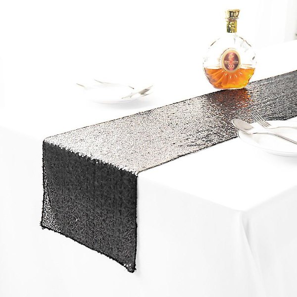 Pöytäjuoksija &quot;kultaiset paljettipöytäliina pöytänauha&quot; black 30x250cm