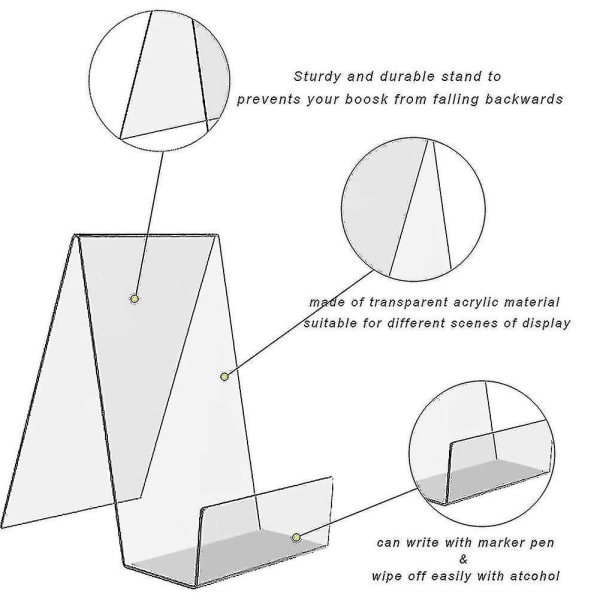 6 pakker gennemsigtig akryl bogstand, transparent bogdisplaystand, bogstativer til display, akrylreol