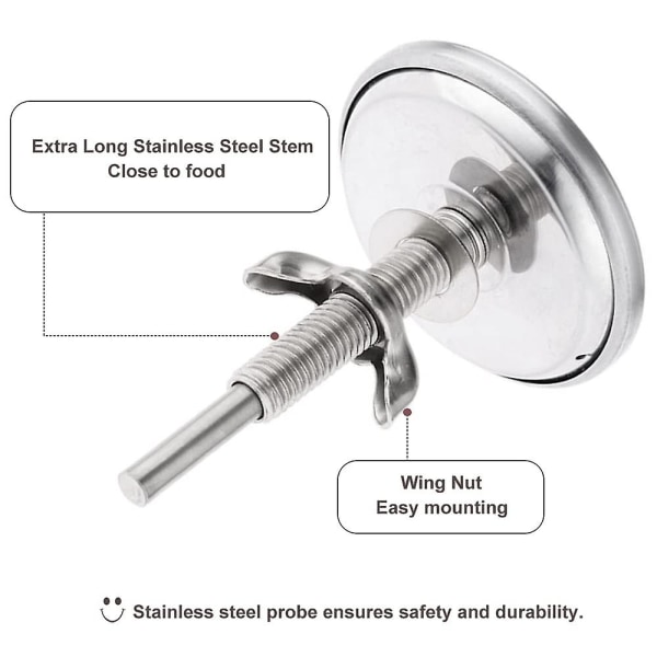 Bbq-termometer, grilltermometer, glaslinse rustfrit ståltermometer varmeindikator