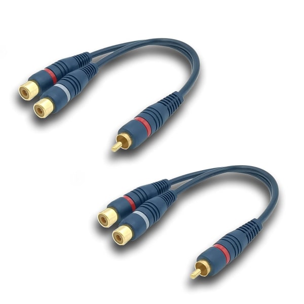 20CM RCA-kabel Audio Splitter Adapter Y-kabel Cinch (RCA Y-kabel, 2Pack, blå), RCA till JACK-kabel 1 hane till 2 hona RCA-kabel för subwoofer, phono, AV