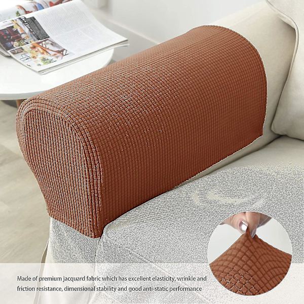 Sofa Arm Covers Stretch Armrest Cover Caps For Armchair, Hvid Light Coffee