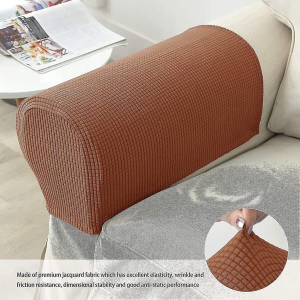 Soffa Armstödsskydd Stretch Armstödsskydd Kåpor För Fåtölj, Vit Light Coffee