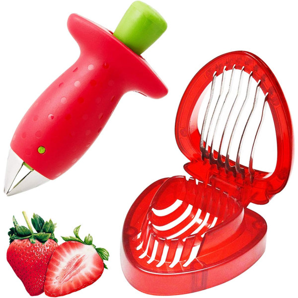Jordgubbsskärare, jordgubbsborttagare, 2 stycken, används för jordgubbsskivor, jordgubbsskärare för att ta bort bladskaft