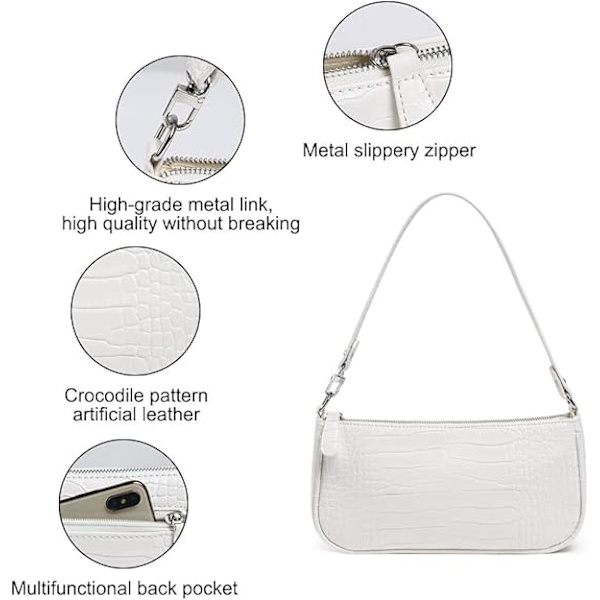 Dam Läder Crossbody Väska, Mini Handväska med Retro Krokodilmönster i Mjukt PU Läder, Klassisk Liten Crossbody Väska för Kvinnor 90-talets Mini Väskor med C