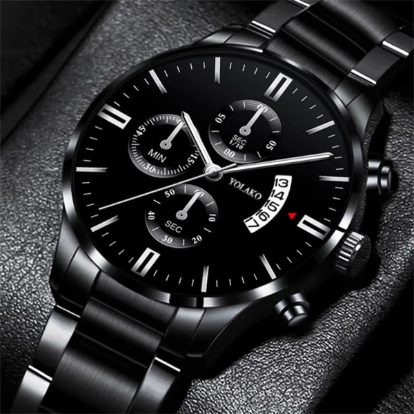 Fashionable Men's Sports Watch Luxury Men's Stainless Steel Quartz Watch Men's Business Casual Genuine Leather Watch