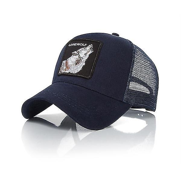 Fashion Animal Hip Hop Baseball Hats Shade Travel Cap (ensom ulv), blå