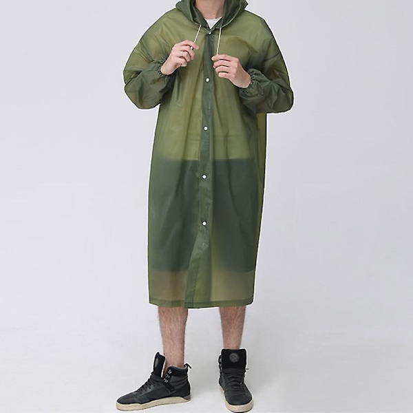 Återanvändbara regnponchos med huvor och ärmar Lätt regnkläder Armygreen