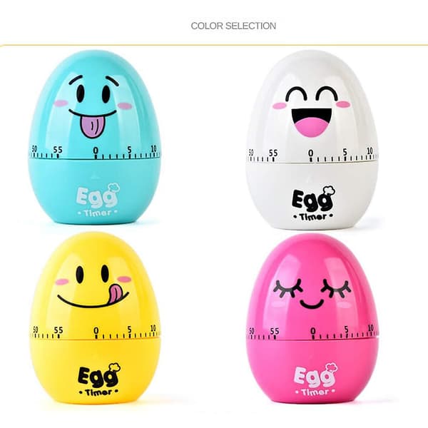Søt kjøkken-eggetimer, 60 minutters eggformet mekanisk roterende alarm for matlaging White
