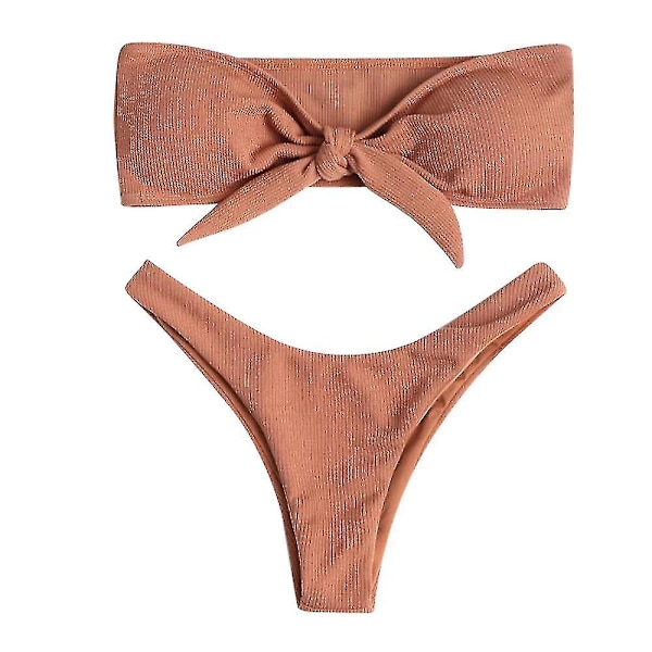 Kvinnors sexiga enfärgade push-up baddräkt mode strandkläder bikini badkläder