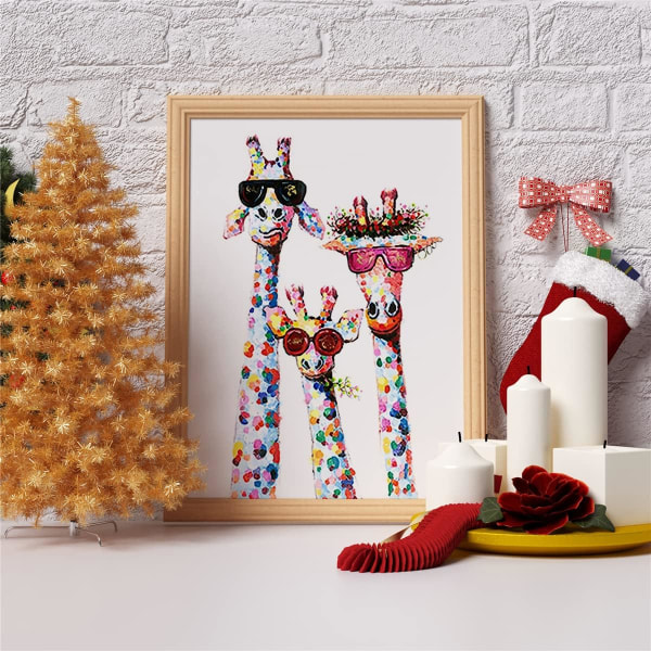 Diamond painting Leende giraff, DIY 5D Animal Diamond Art Set för vuxna Barn Nybörjare, 12x16 tum, perfekt dekoration för hem och kontor