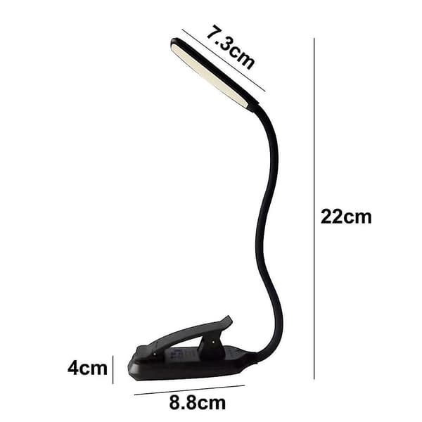 Leselampe med klips, lesebeskyttelse, USB, liten boklampe for studenter Black