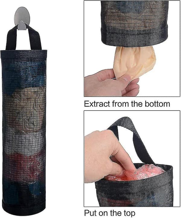 2 stk. Plastikposeholder Dispenser Hængende Foldbar Netposeaffaldsposeaffaldsposeholder Organizer