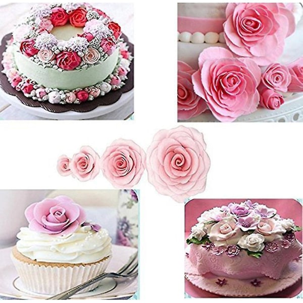 3 stk Rose Cutter Fondant Blomsterkake Cutter Kakeform Baking